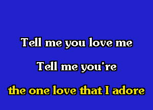 Tell me you love me

Tell me you're

the one love that I adore