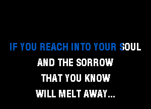 IF YOU REACH INTO YOUR SOUL
AND THE SORROW
THAT YOU KNOW
WILL MELT AWAY...