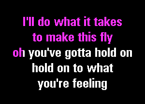 I'll do what it takes
to make this fly

oh you've gotta hold on
hold on to what
you're feeling