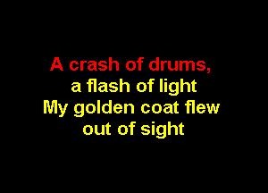 A crash of drums,
a flash of light

My golden coat flew
out of sight