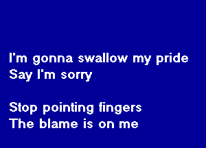 I'm gonna swallow my pride
Say I'm sorry

Stop pointing fingers
The blame is on me