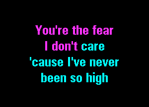 You're the fear
I don't care

'cause I've never
been so high