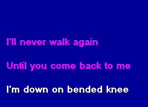 I'm down on bended knee