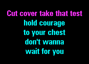 Cut cover take that test
hold courage

to your chest
don't wanna
wait for you