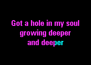 Got a hole in my soul

growing deeper
and deeper