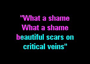 What a shame
What a shame

beautiful scars on
critical veins