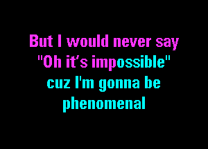 But I would never say
Oh it's impossible

cuz I'm gonna be
phenomenal