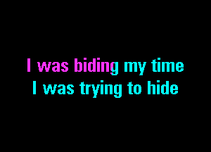 I was hiding my time

I was trying to hide