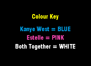 Colour Key
Kanye West z BLUE

Estelle PIHK
Both Together z WHITE