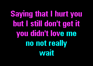 Saying that I hurt you
but I still don't get it

you didn't love me
no not really
wait