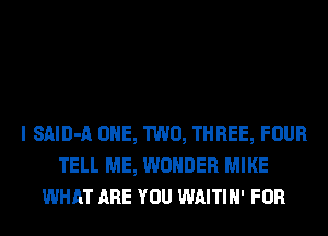 I SAID-A ONE, TWO, THREE, FOUR
TELL ME, WONDER MIKE
WHAT ARE YOU WAITIN' FOR