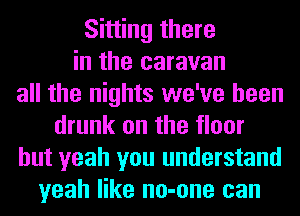 Sitting there
in the caravan
all the nights we've been
drunk on the floor
but yeah you understand
yeah like no-one can
