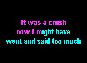 It was a crush

now I might have
went and said too much