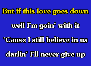 But if this love goes down
well I'm goin' with it
'Cause I still believe in us

darlin' I'll never give up