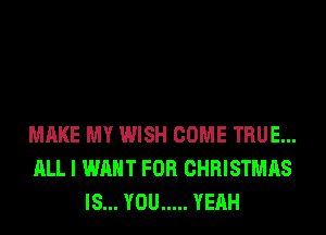 MAKE MY WISH COME TRUE...
ALL I WANT FOR CHRISTMAS
IS... YOU ..... YEAH