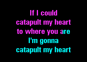 If I could
catapult my heart

to where you are
I'm gonna
catapult my heart