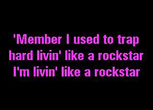 'Nlemher I used to trap
hard livin' like a rockstar
I'm livin' like a rockstar