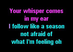 Your whisper comes
in my ear

I follow like a season
not afraid of
what I'm feeling oh