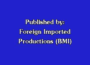 Published by
Foreign Imported

Productions (BMI)