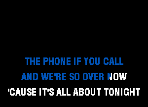 THE PHONE IF YOU CALL
AND WE'RE SO OVER HOW
'CAUSE IT'S ALL ABOUT TONIGHT