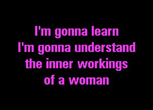 I'm gonna learn
I'm gonna understand

the inner workings
of a woman