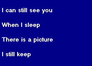 I can still see you

When I sleep

There is a picture

I still keep