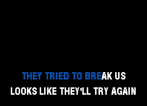 THEY TRIED TO BREAK US
LOOKS LIKE THEY'LL TRY AGAIN