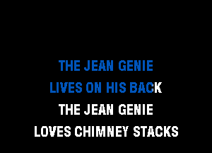 THE JEAN GEHIE

LIVES ON HIS BACK
THE JEAN GENIE
LOVES CHIMNEY STHCKS