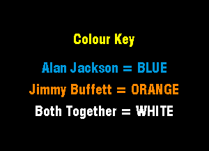 Colour Key
Alan Jackson z BLUE

Jimmy Buffett ORANGE
Both Together z WHITE