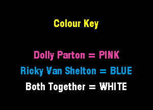 Colour Key

Dolly Patton z PINK
Ricky Van Shelton BLUE
Both Together WHITE
