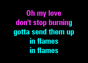 Oh my love
don't stop burning

gotta send them up
in flames
in flames