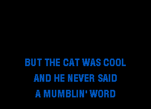 BUT THE CAT WAS COOL
AND HE NEVER SAID
A MUMBLIH' WORD