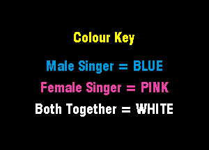 Colour Key
Male Singer BLUE

Female Singer PINK
Both Together z WHITE
