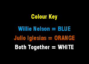 Colour Key
Willie Nelson 2 BLUE

Julio Iglesias ORANGE
Both Together z WHITE