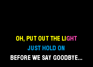 0H, PUT OUT THE LIGHT
JUST HOLD 0
BEFORE WE SAY GOODBYE...
