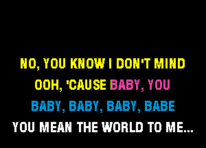H0, YOU KHOWI DON'T MIND
00H, 'CAUSE BABY, YOU
BABY, BABY, BABY, BABE

YOU MEAN THE WORLD TO ME...