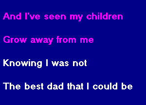 Knowing l was not

The best dad that I could be