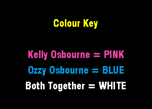 Colour Key

Kelly Osbourne . PINK
Ozzy Osbourne a BLUE
Both Together WHITE