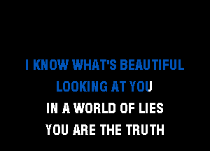 l K 0W WHAT'S BEAU TIFUL
LOOKING AT YOU
IN A WORLD OF LIES

YOU ARE THE TRUTH l
