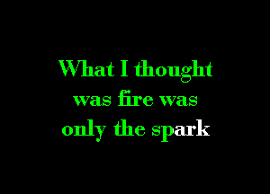 What I thought

was fire was

only the spark