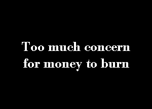 Too much concern
for money to burn