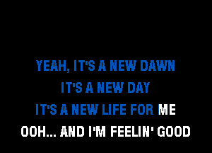 YEAH, IT'S A NEW DAWN
IT'S A NEW DAY
IT'S A NEW LIFE FOR ME
00H... AND I'M FEELIH' GOOD