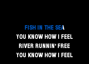 FISH IN THE SEA
YOU KNOW HOWI FEEL
RIVER RUNNIN' FREE

YOU KNOW HDWI FEEL l