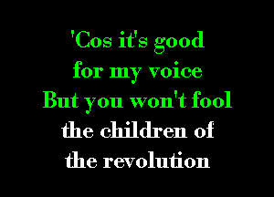 'Cos it's good
for my voice
But you won't fool

the children of

the revolution l
