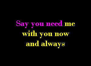 Say you need me

with you now

and always