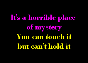 It's a horrible place

of mystery
You can touch it
but can't hold it