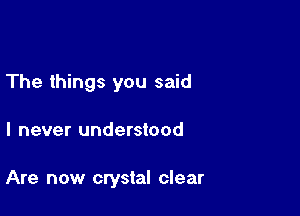 The things you said

I never understood

Are now crystal clear