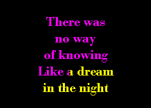 There was
no way
of knowing
Like a dream

in the night