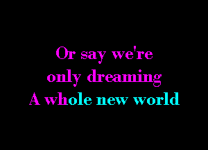 Or say we're

only dreaming

A whole new world