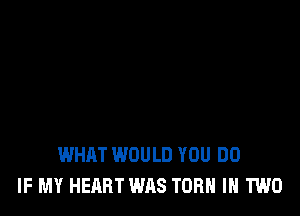 WHAT WOULD YOU DO
IF MY HEART WAS TURN IN TWO